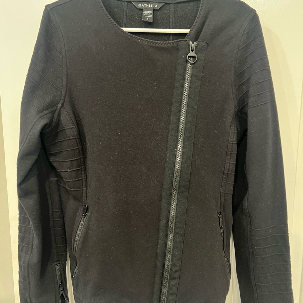 Athleta Women's Asymmetrical Black Bomber Jacket